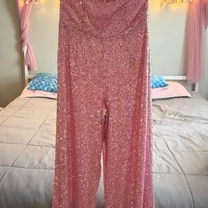 Fashion Nova Pink Sequin Dress Pants